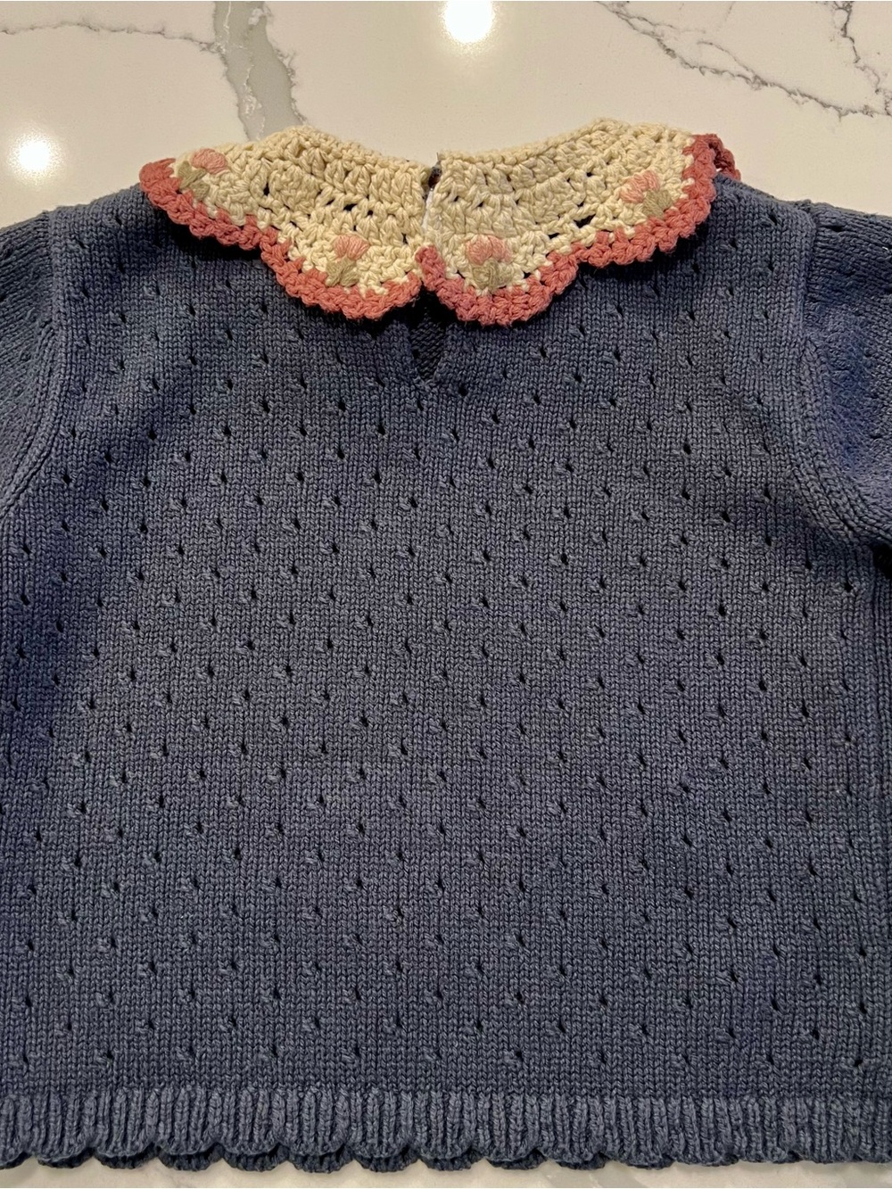 ZARA KIDS MATCHING SET- Dark Blue Knit Crocheted Top/Bottom❤️ - Picture 8 of 16
